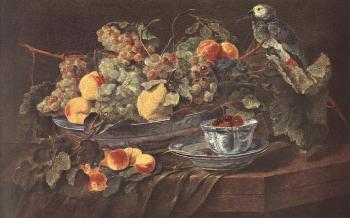 Jan Fyt : Still-life with Fruits and Parrot